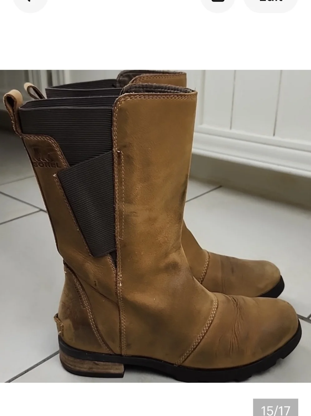 Sorel Women's Emelie Mid Calf Nubuck Tan Leather Waterproof Boot NL2679-286 Sz 6 - Picture 15 of 16